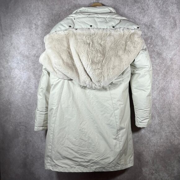 Woolrich Duck Down Puffer Jacket Womens Size‎ XL Cream Hooded Zip Up Pockets - Picture 6 of 16